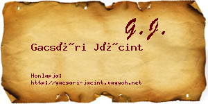 Gacsári Jácint névjegykártya